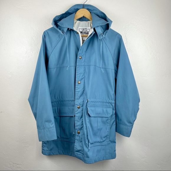 VINTAGE Woolrich Womens Hooded Zip Jacket Pale Blue Small - Picture 3 of 13